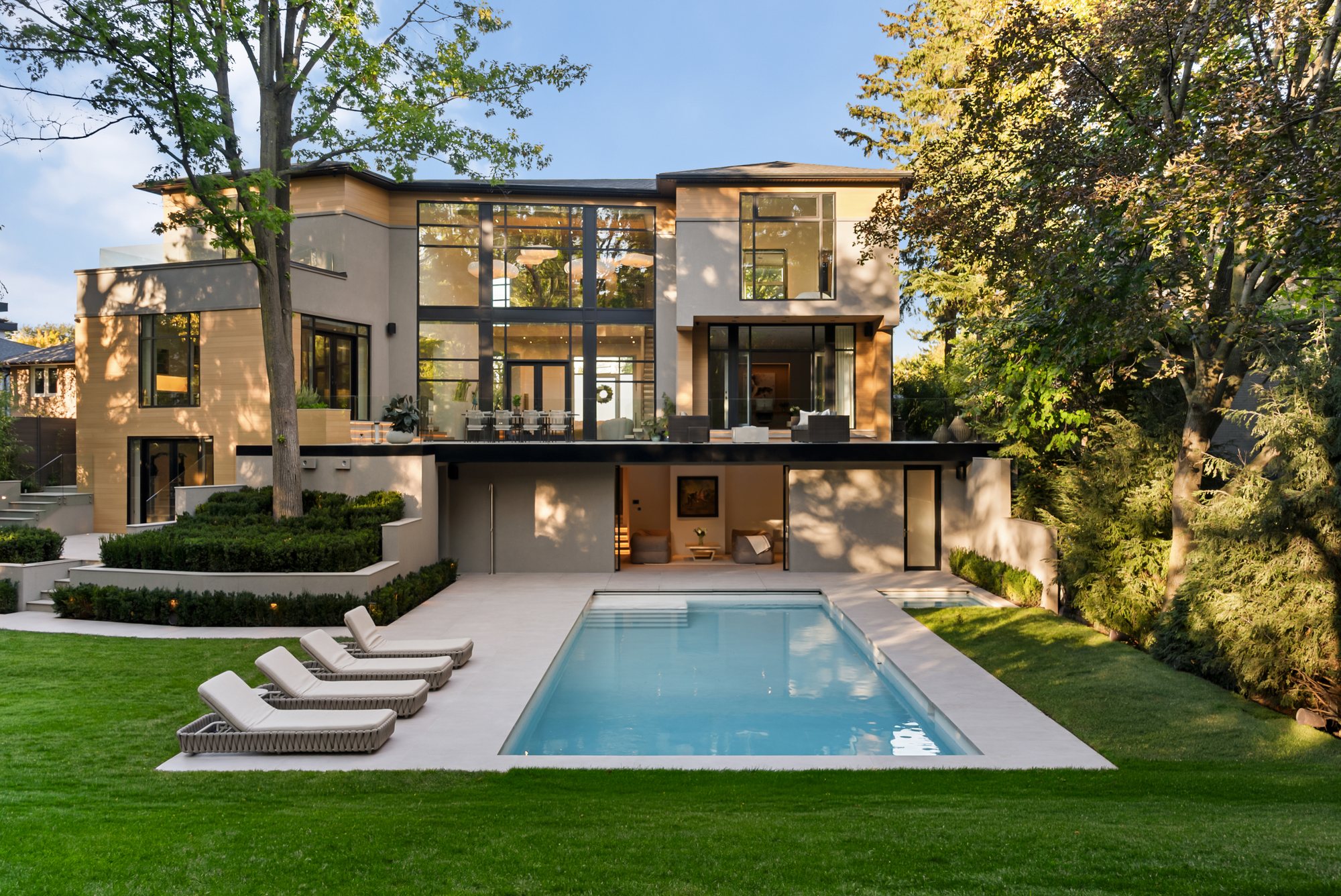 Garden and pool in daylight