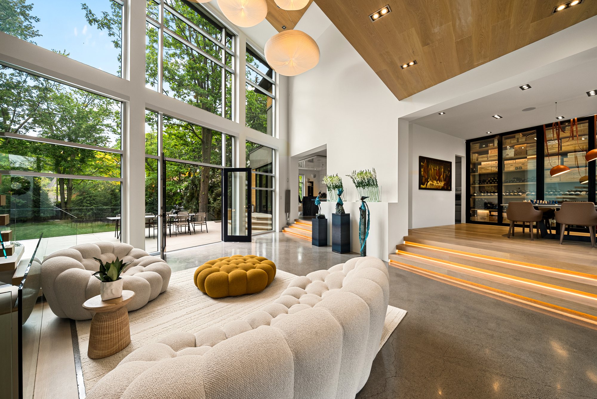 An open living and dining space